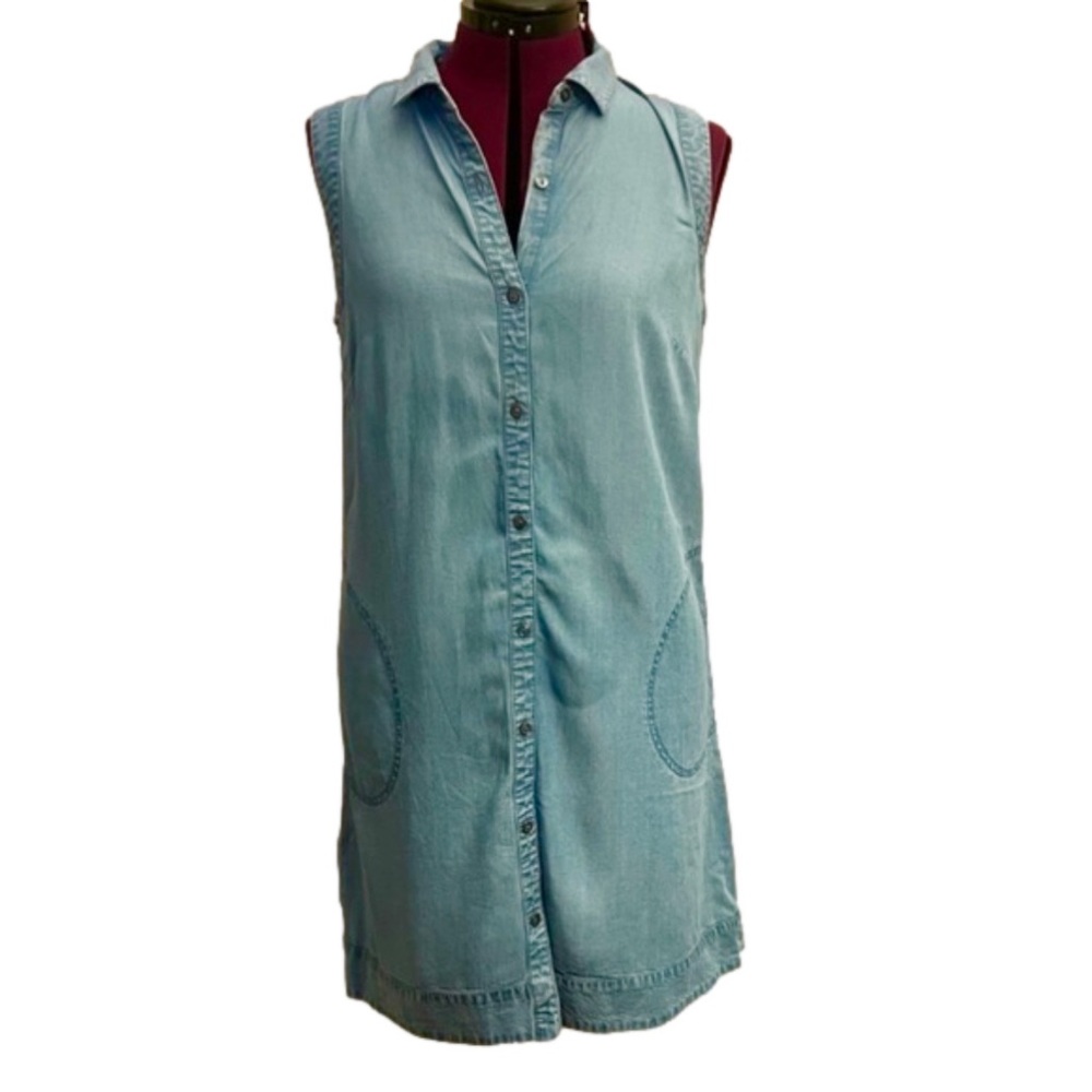 J. Jill Sleeveless Chambray Tunic Dress with pockets - Picture 4 of 10